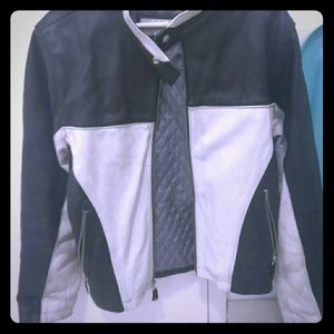 Black and White Leather Motorcycle Jacket